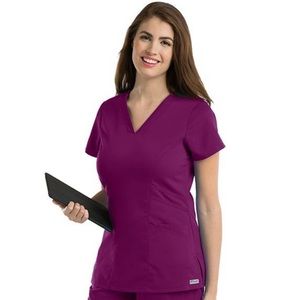 BARCO Grey’s Anatomy Wine Classic Mia V-Neck 3 Pocket Scrub Top, Women’s size L